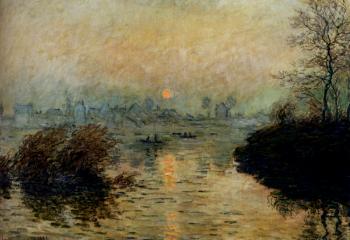 尅勞德 莫奈 Sun Setting Over The Seine At Lavacourt, Winter Effect